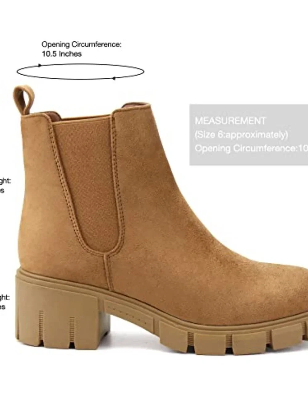 Women Platform Ankle Boots Elastic Chelsea Boots Mid Heel Slip On Booties Faux